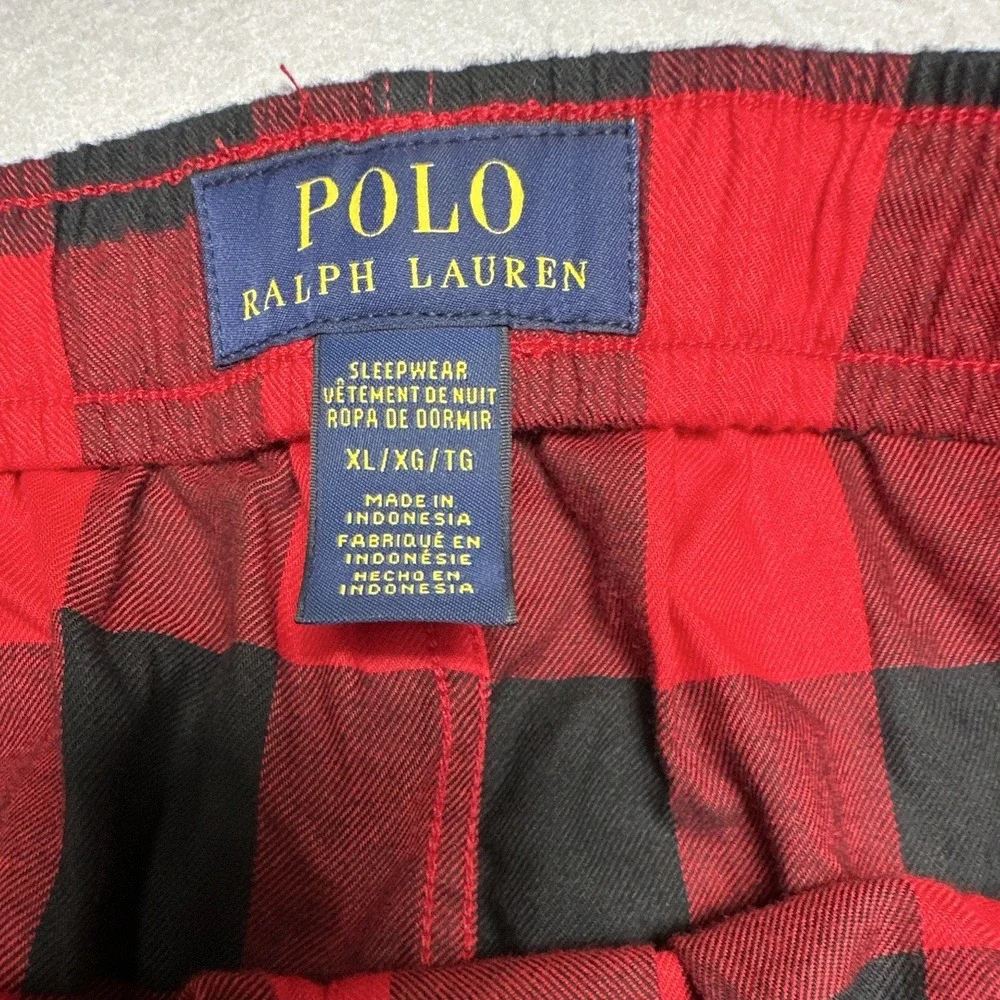NWT Polo Ralph Lauren Pajama Pants Mens XL Red Black Buffalo Plaid Cotton